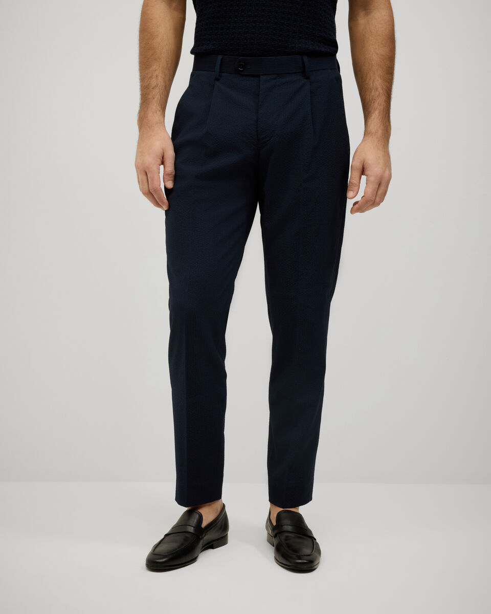 Seersucker Tailored Pant, Navy, hi-res